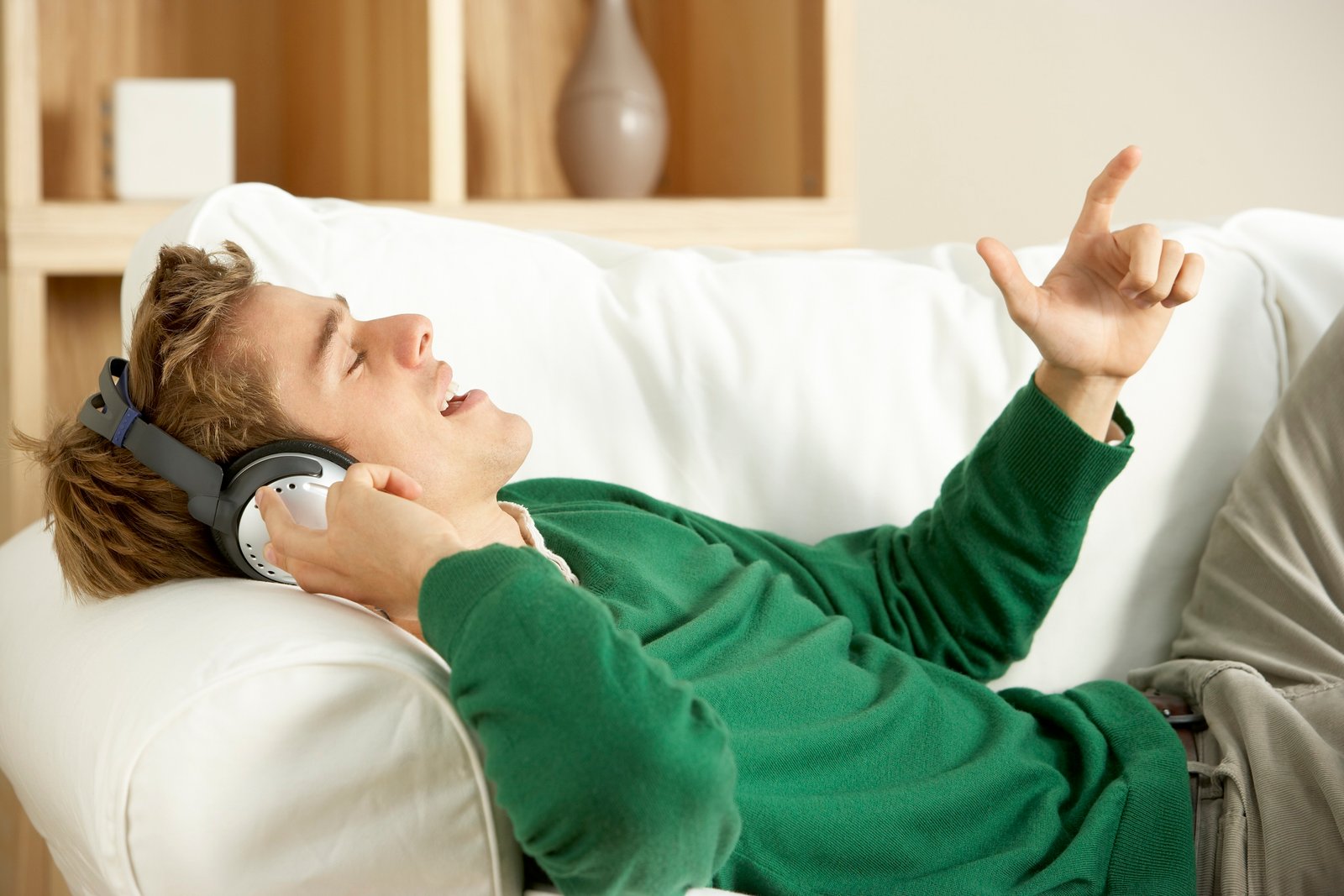 Young Man Listening To Music