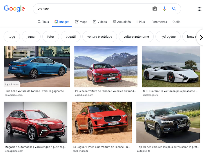 Example of using Google image search as an online dictionary