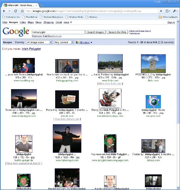 Google images searching for the image of a term